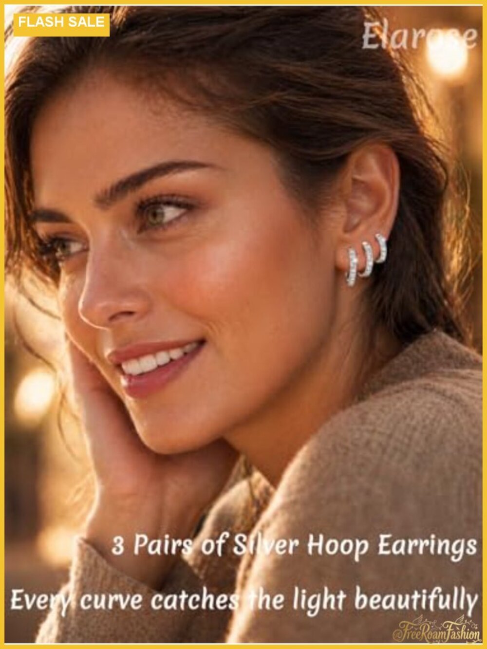 Moissanite Hoop Earrings for Women Sterling Silver Post VVS1 D Color - Picture 5 of 6